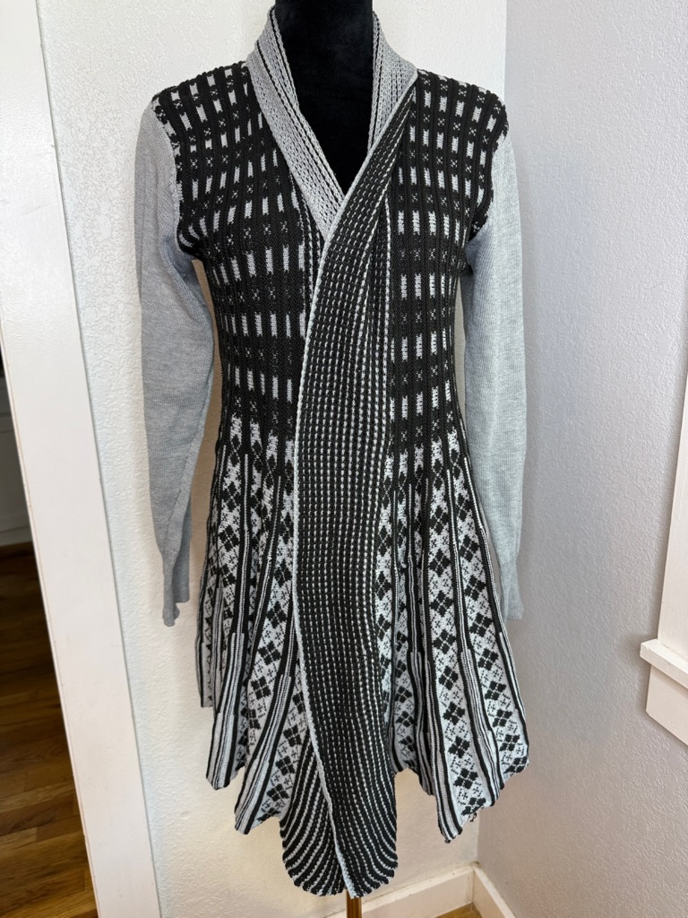 Bestow by California Blues Grey open front Cardigan Sweater XL Boho Granola Girl